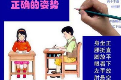 ​写字的姿态口诀，身坐正、腰挺直、足搁平、眼瞅下