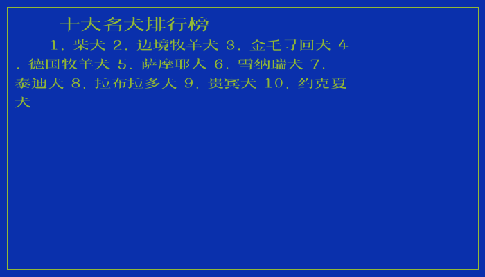 十大名犬排行榜