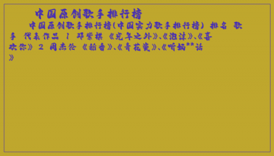 ​中国原创歌手排行榜