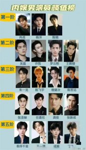 ​内娱男演员颜值榜排名(王一博只能排第五，谁的排名令你意外呢？)