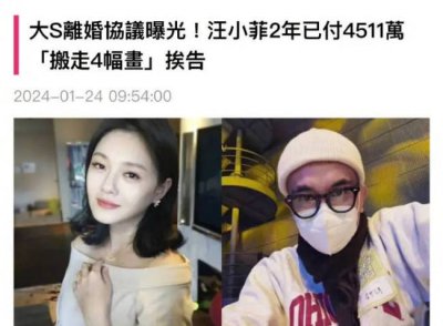 ​曝大S离婚协议细节！汪小菲需支付抚养费至2038年