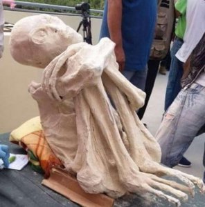 ​超自然现象调查员Jaime Maussan在秘鲁沙漠纳斯卡线条发掘出3只手指的外星人