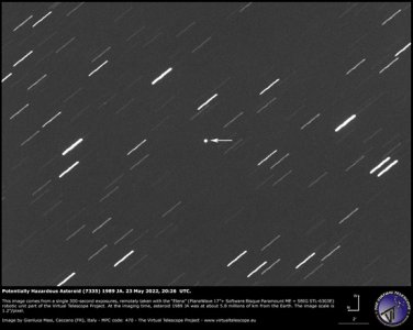 ​一颗有潜在危险的小行星7335（1989 JA）将飞掠地球
