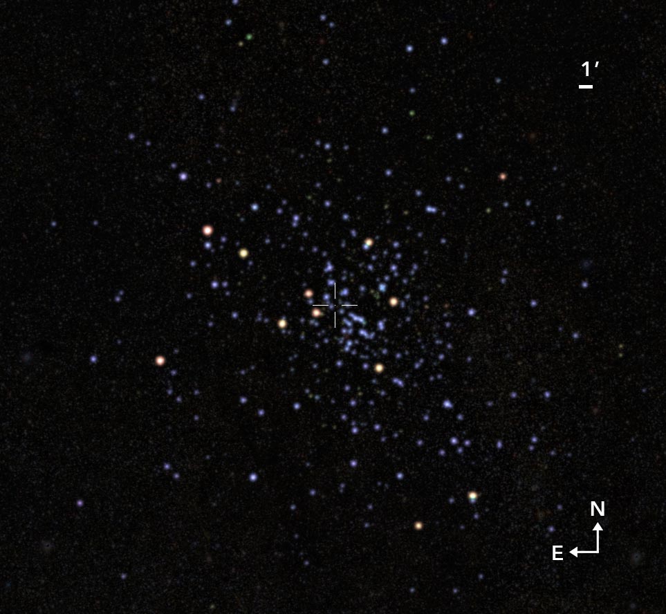 天蝎座方向发现一个巨大星团：瓦尔帕莱索1号 包含至少一万五千颗恒星