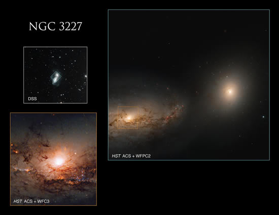 Arp 94：哈勃太空望远镜拍摄的两个一起跳舞的星系NGC 3227和NGC 3226