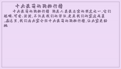 ​十大最萌的狗排行榜