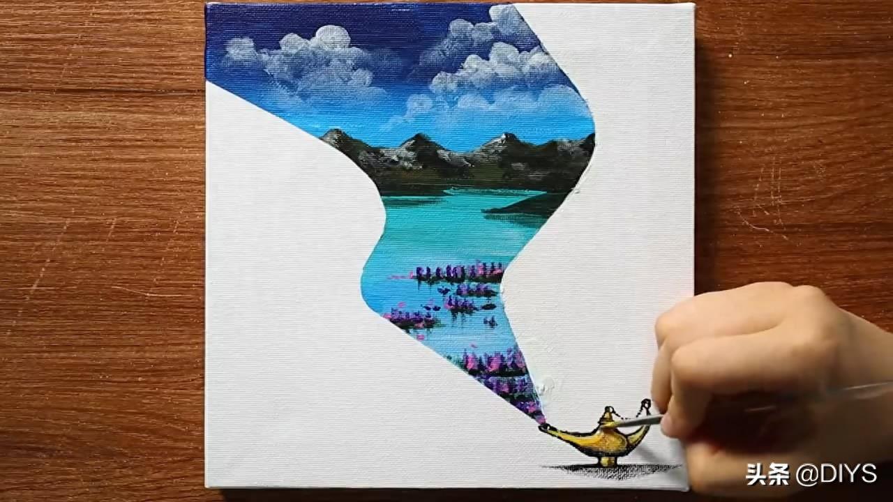 手工绘画作品，阿拉丁神灯的简单画法，创意十足
