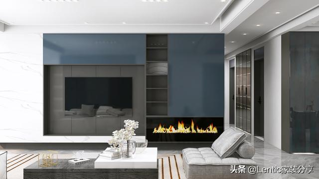 全屋定制家具颜色搭配效果图，定制家具用孔雀蓝颜色设计(5)