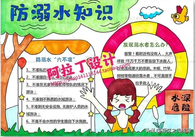防溺水手抄报很好看的图（防溺水手抄报精选100张）(74)