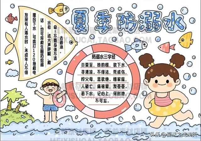 防溺水手抄报很好看的图（防溺水手抄报精选100张）(4)