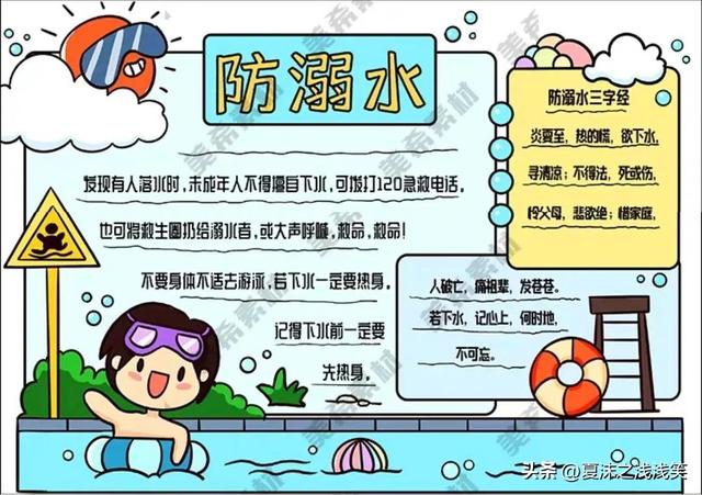 防溺水手抄报很好看的图（防溺水手抄报精选100张）(6)