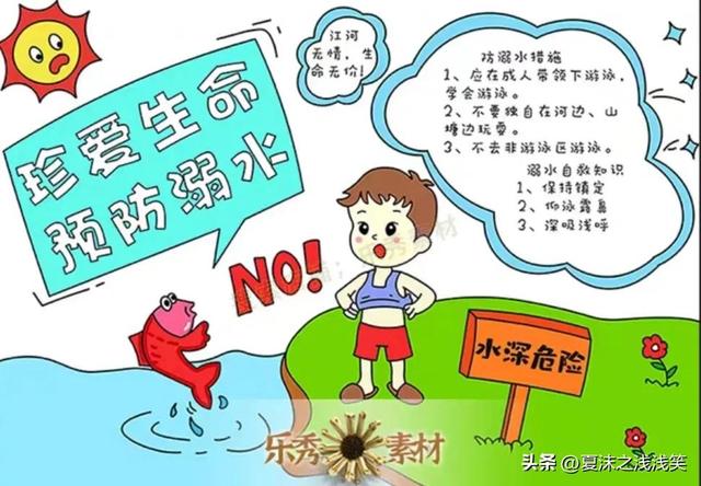 防溺水手抄报很好看的图（防溺水手抄报精选100张）(44)
