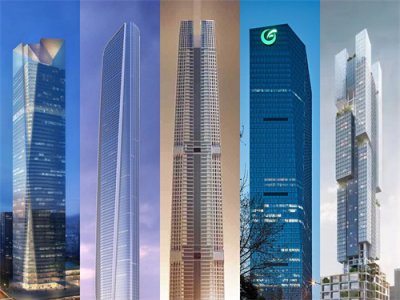 ​西安未来十大摩天建筑—入围门槛超250米，目前绿地双子塔已建成