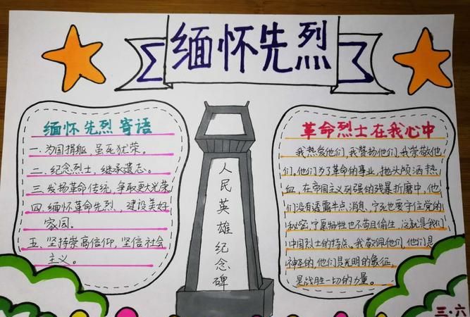 缅怀革命先烈手抄报文字