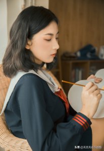 ​侧脸女神，JK制服日系少女风，唯美迷人